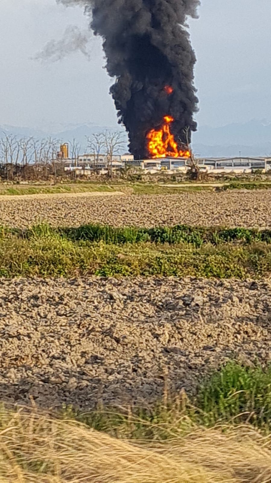 La nube dell'incendio di San Pietro Mosezzo vista da diversi luoghi di Novara e del Novarese
